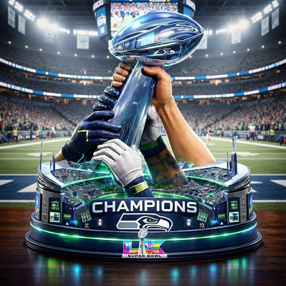 Seahawks Cup Acrylic Block Plaque Champions 2026 Super Bowl