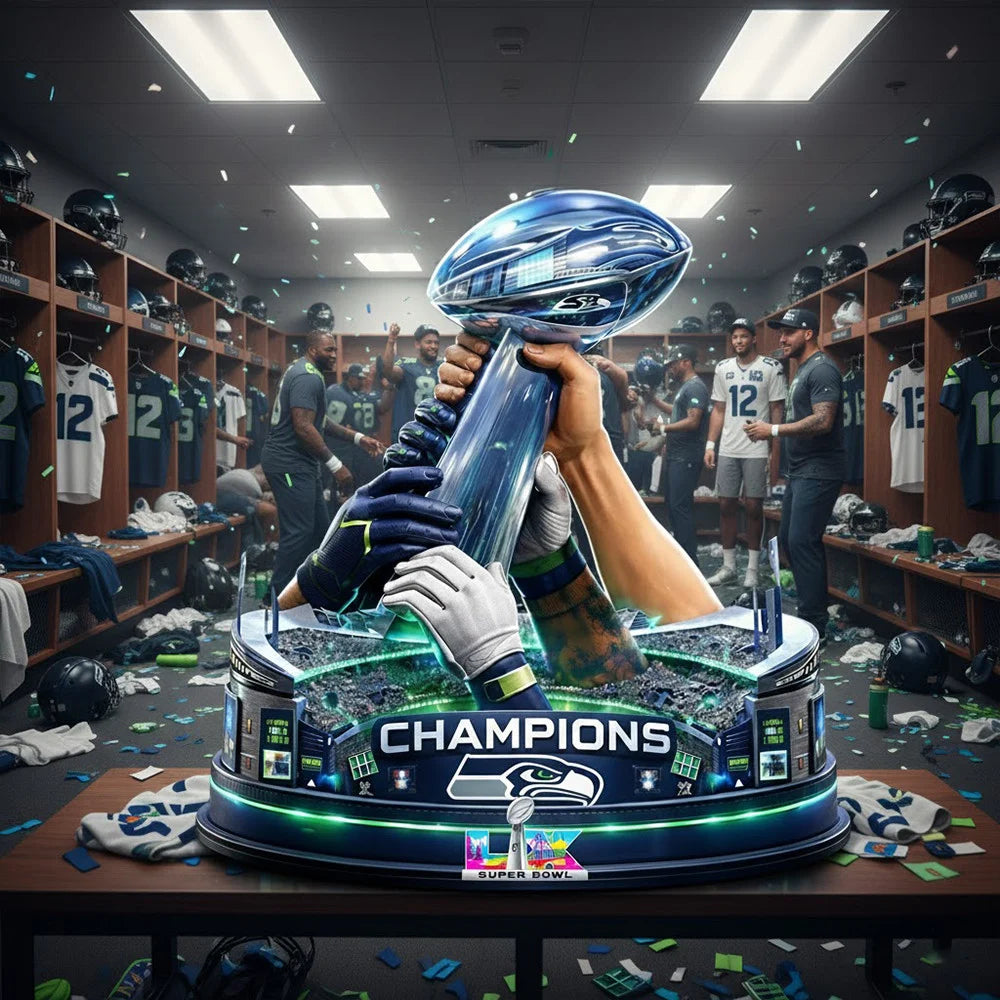 Seahawks Cup Acrylic Block Plaque Champions 2026 Super Bowl