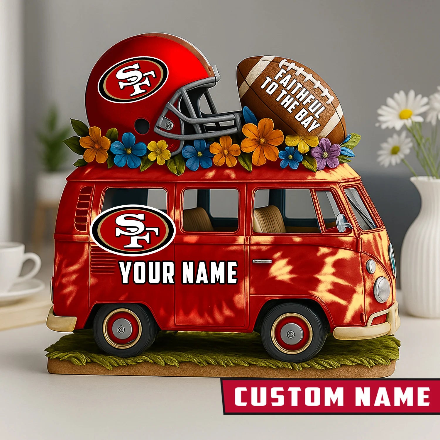 NFL Custom Name Van Bus Acrylic Block - Special Home Decor Gift Ideas