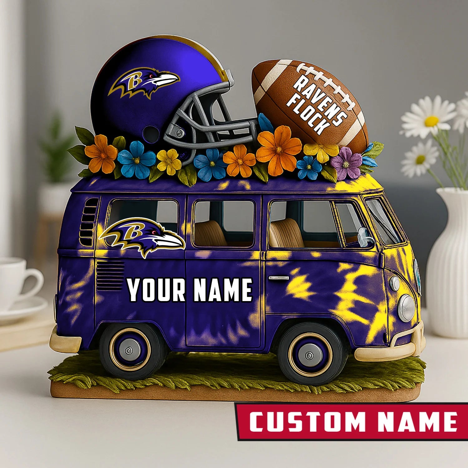 NFL Custom Name Van Bus Acrylic Block - Special Home Decor Gift Ideas