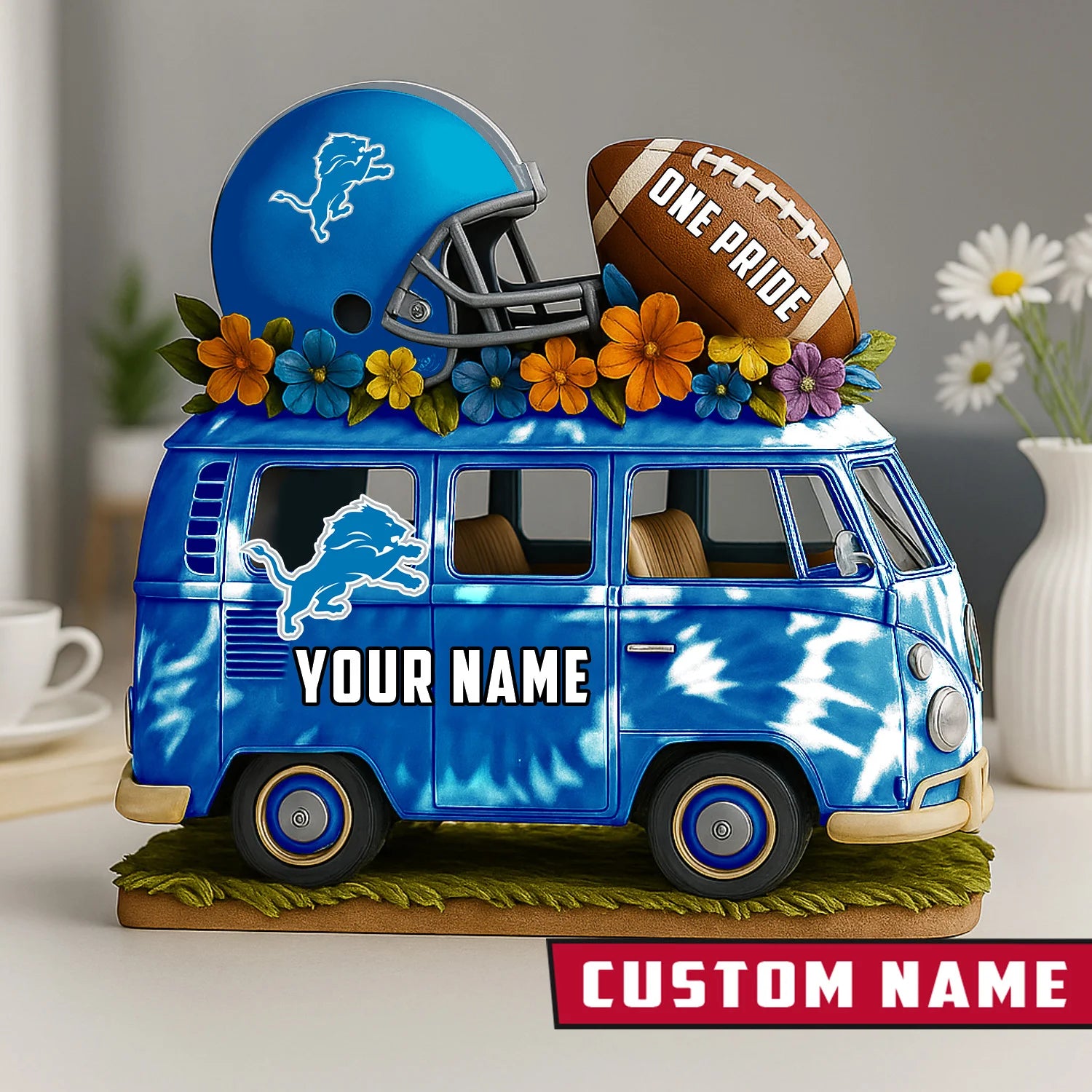 NFL Custom Name Van Bus Acrylic Block - Special Home Decor Gift Ideas