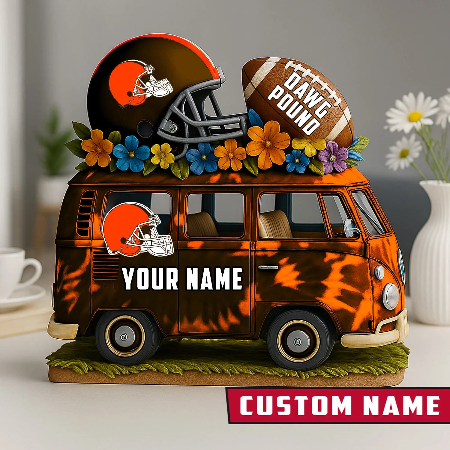 NFL Custom Name Van Bus Acrylic Block - Special Home Decor Gift Ideas