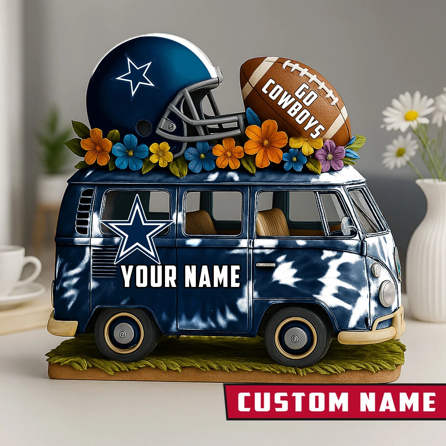 NFL Custom Name Van Bus Acrylic Block - Special Home Decor Gift Ideas