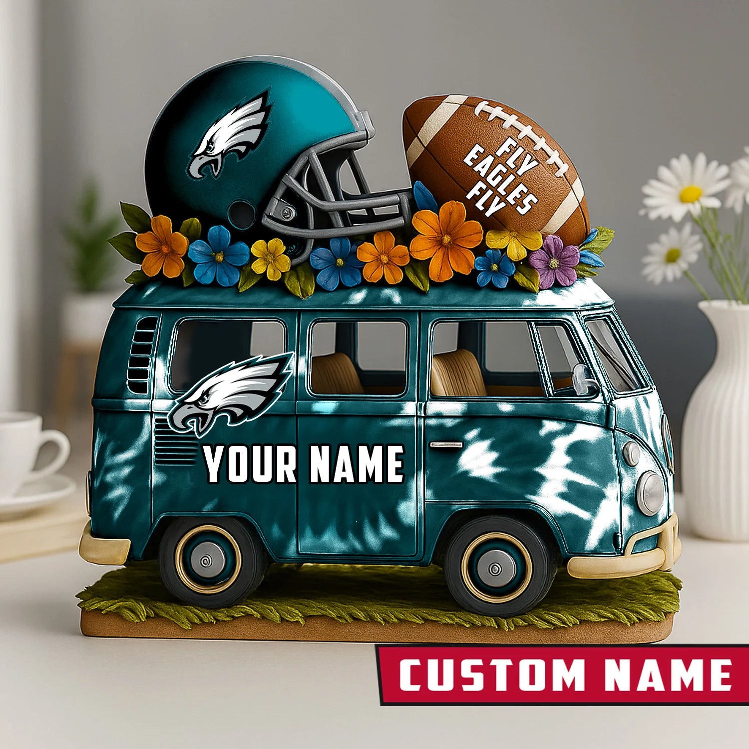 NFL Custom Name Van Bus Acrylic Block - Special Home Decor Gift Ideas