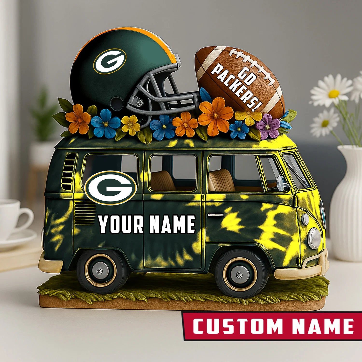 NFL Custom Name Van Bus Acrylic Block - Special Home Decor Gift Ideas