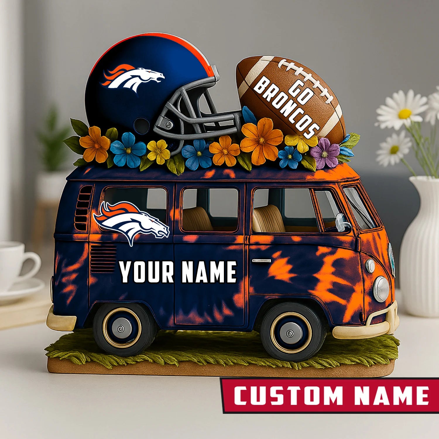 NFL Custom Name Van Bus Acrylic Block - Special Home Decor Gift Ideas