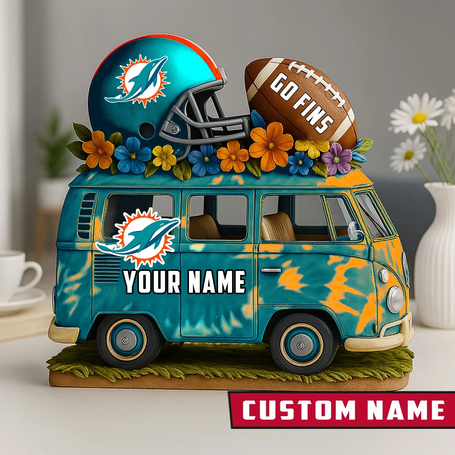 NFL Custom Name Van Bus Acrylic Block - Special Home Decor Gift Ideas
