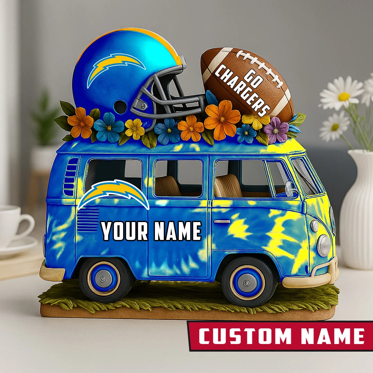 NFL Custom Name Van Bus Acrylic Block - Special Home Decor Gift Ideas