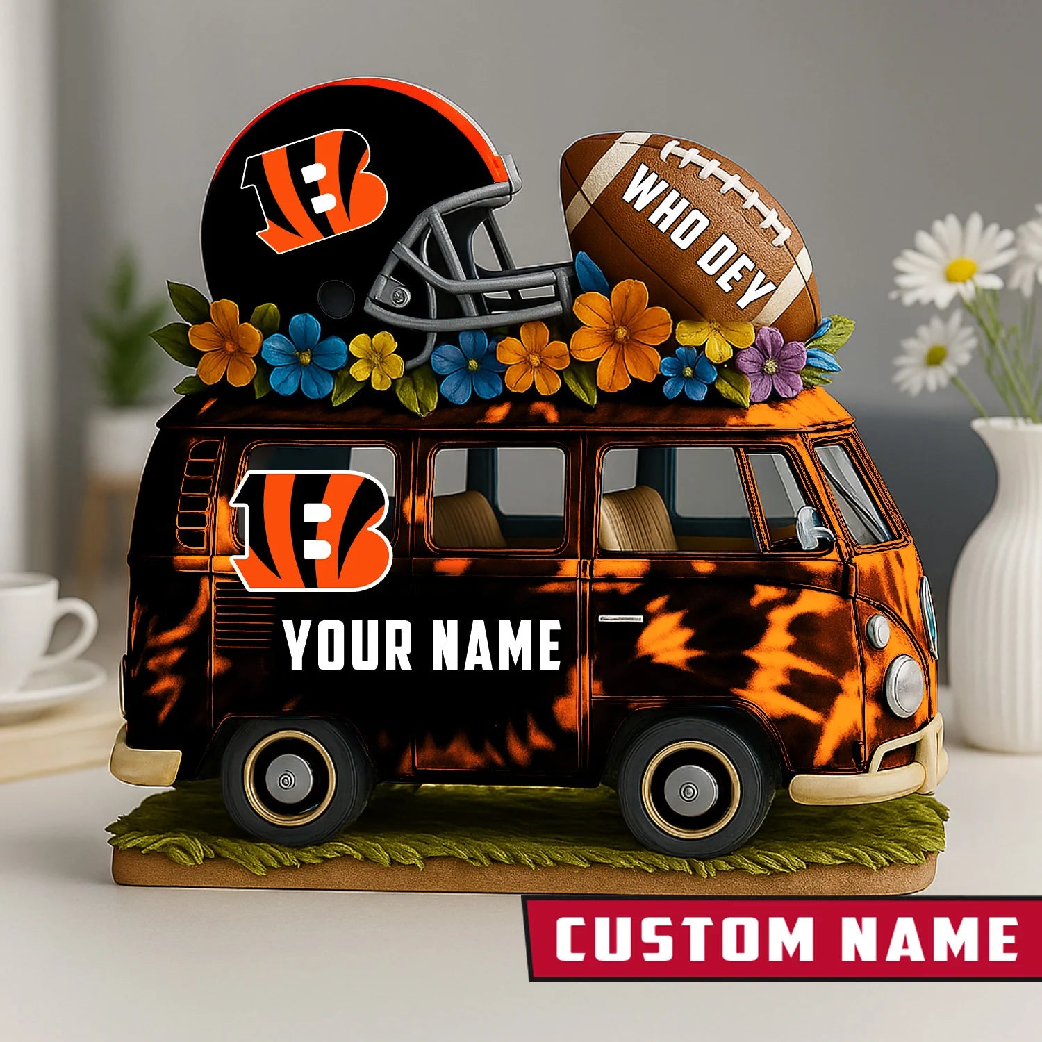 NFL Custom Name Van Bus Acrylic Block - Special Home Decor Gift Ideas