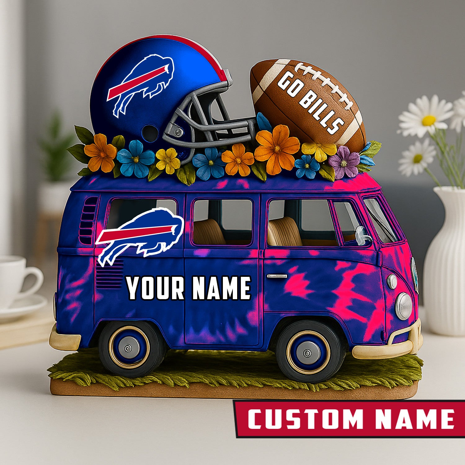 NFL Custom Name Van Bus Acrylic Block - Special Home Decor Gift Ideas