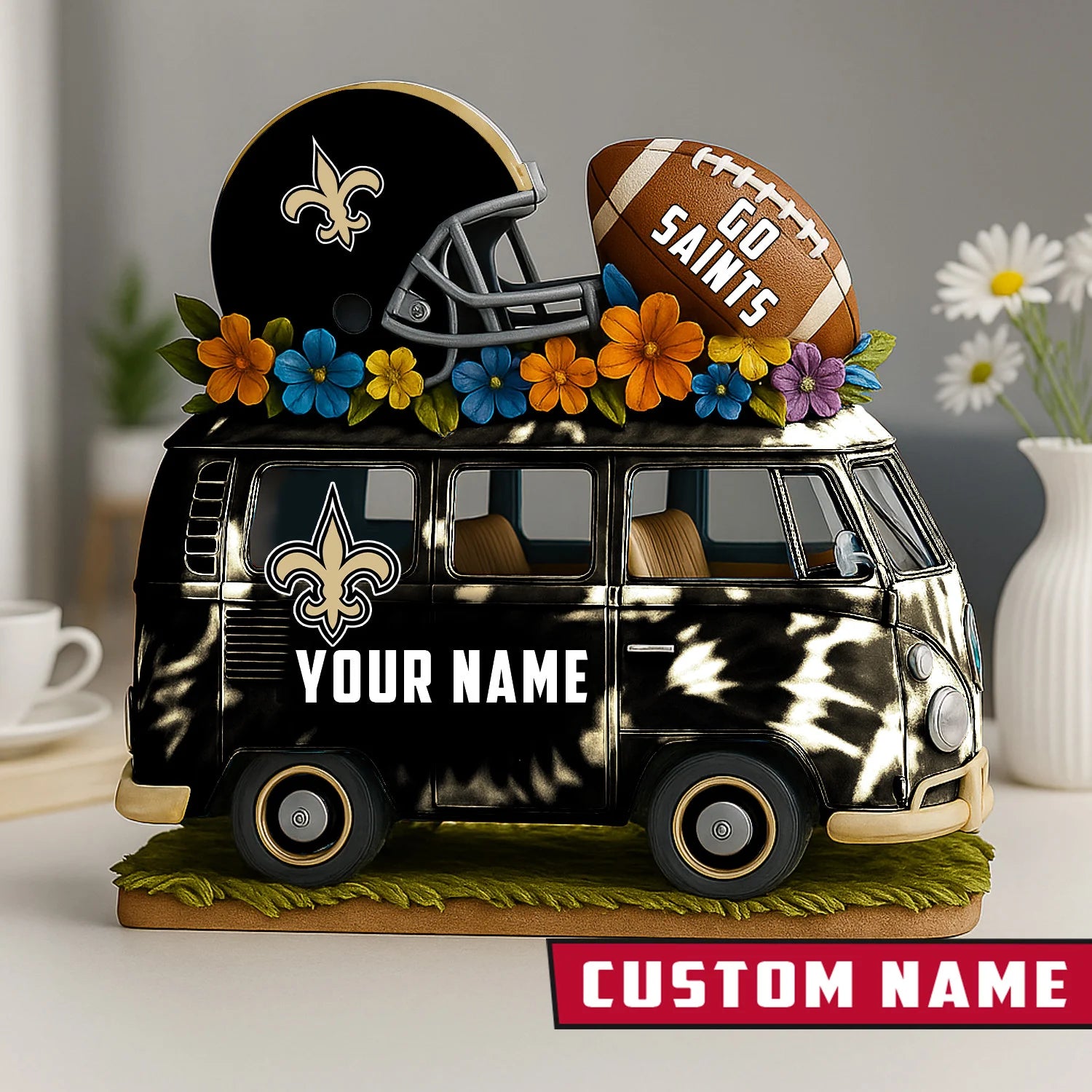 NFL Custom Name Van Bus Acrylic Block - Special Home Decor Gift Ideas