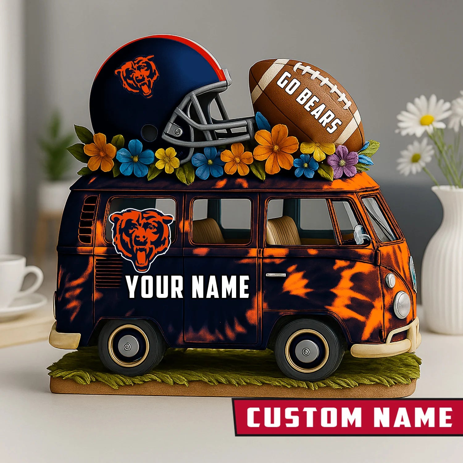 NFL Custom Name Van Bus Acrylic Block - Special Home Decor Gift Ideas