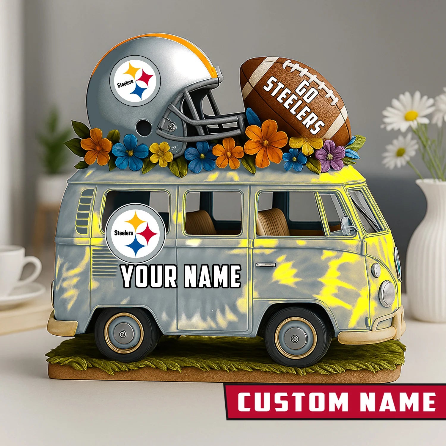 NFL Custom Name Van Bus Acrylic Block - Special Home Decor Gift Ideas