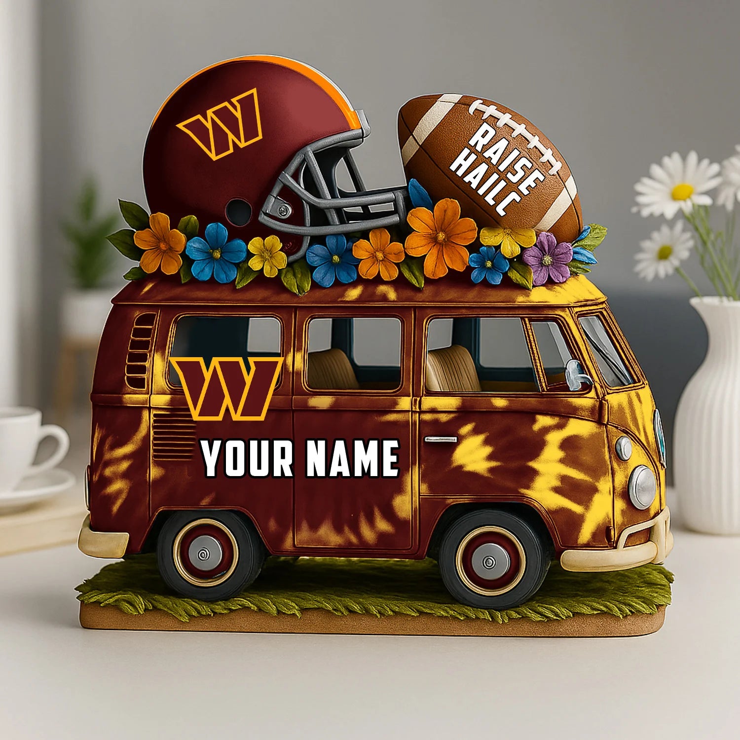 NFL Custom Name Van Bus Acrylic Block - Special Home Decor Gift Ideas