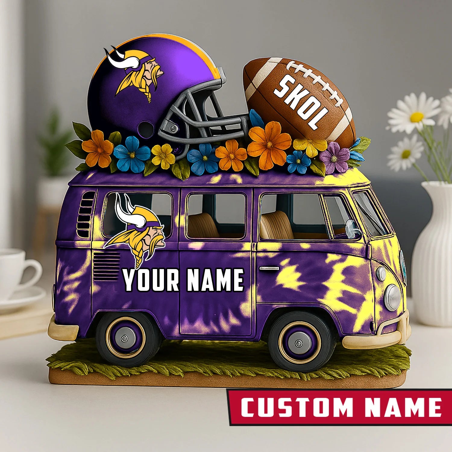 NFL Custom Name Van Bus Acrylic Block - Special Home Decor Gift Ideas