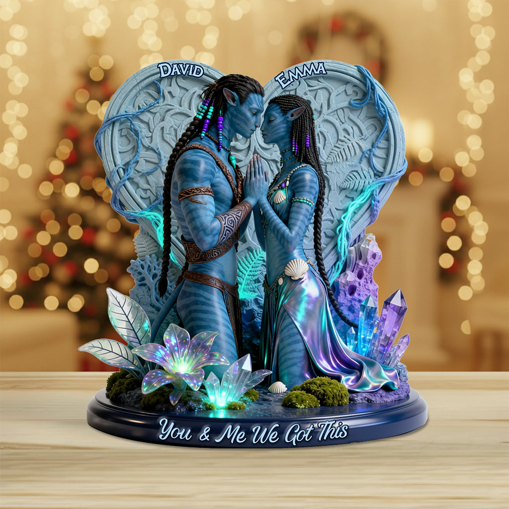 You & Me We Got This - Personalized Blue Aliens Custom Shaped Acrylic Plaque