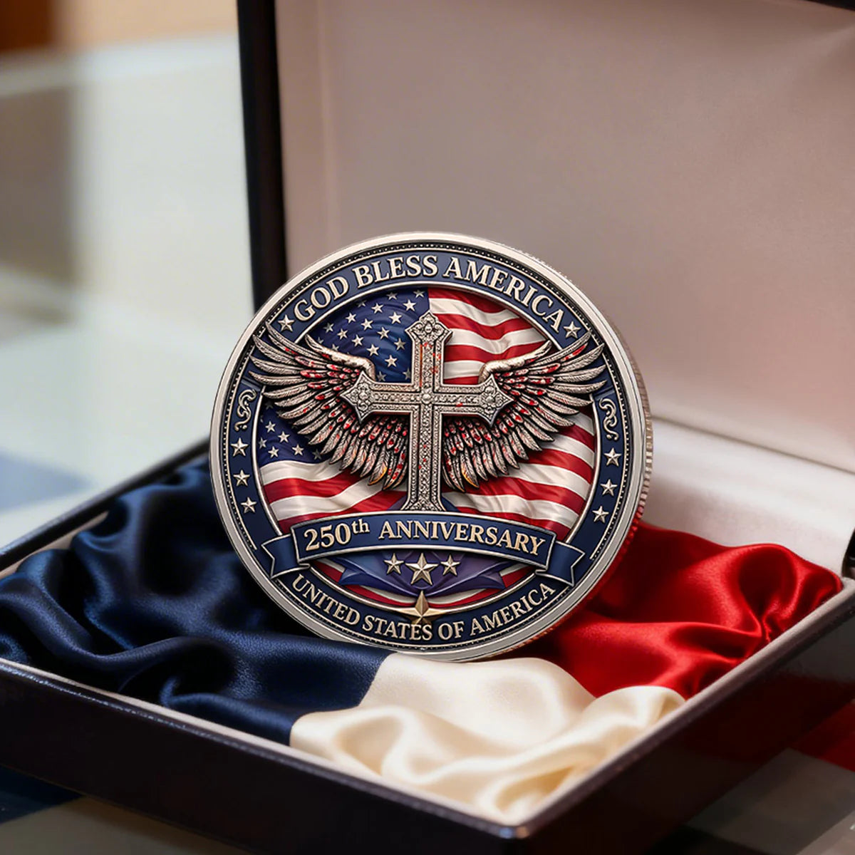 America 250th Anniversary Printed Metal Coin - Personalized Gifts