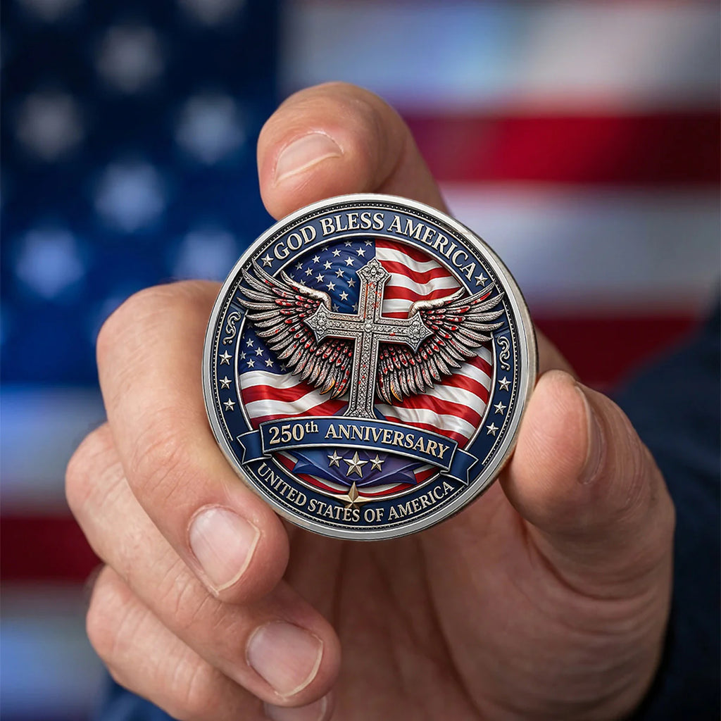 America 250th Anniversary Printed Metal Coin - Personalized Gifts