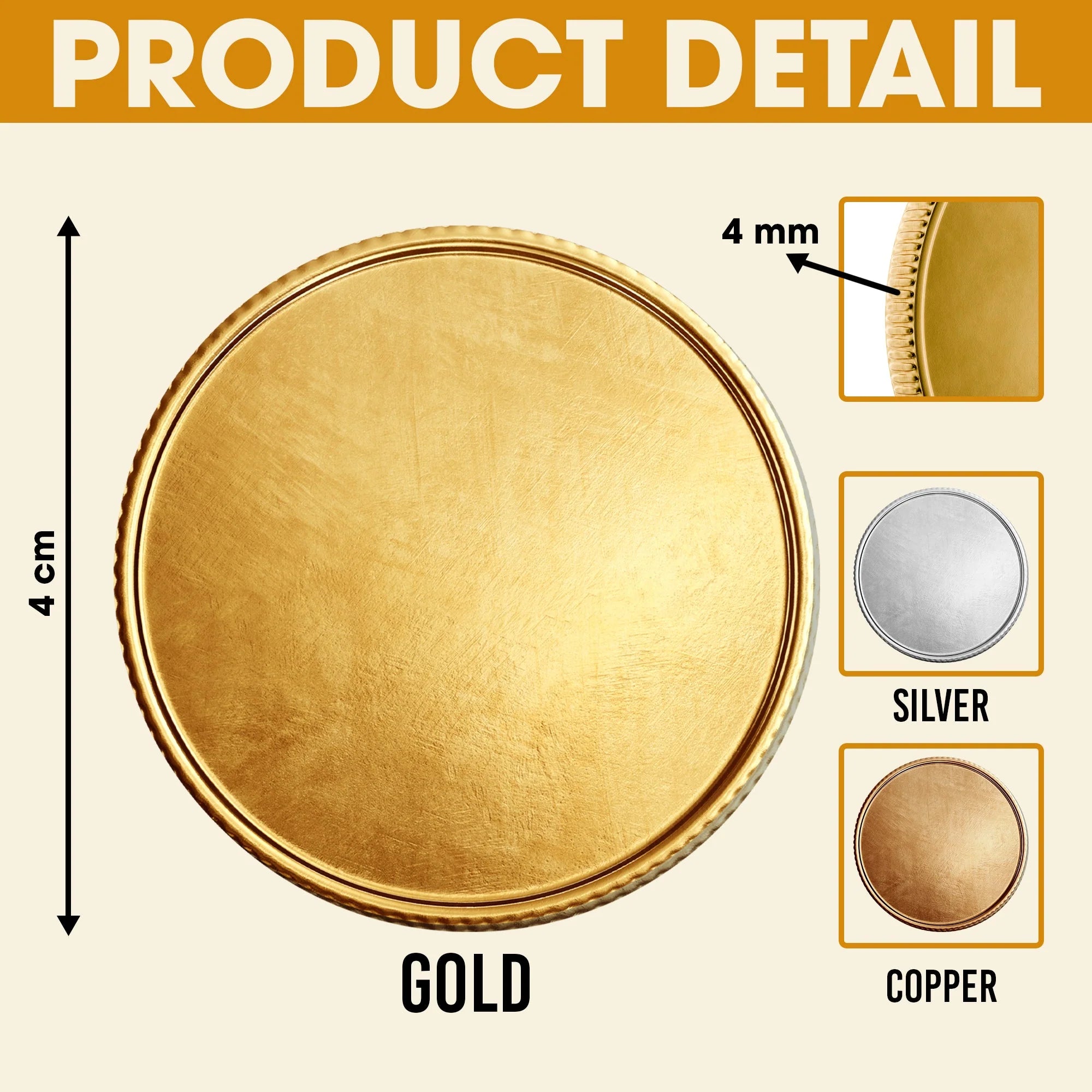 America 250th Anniversary Printed Metal Coin - Personalized Gifts