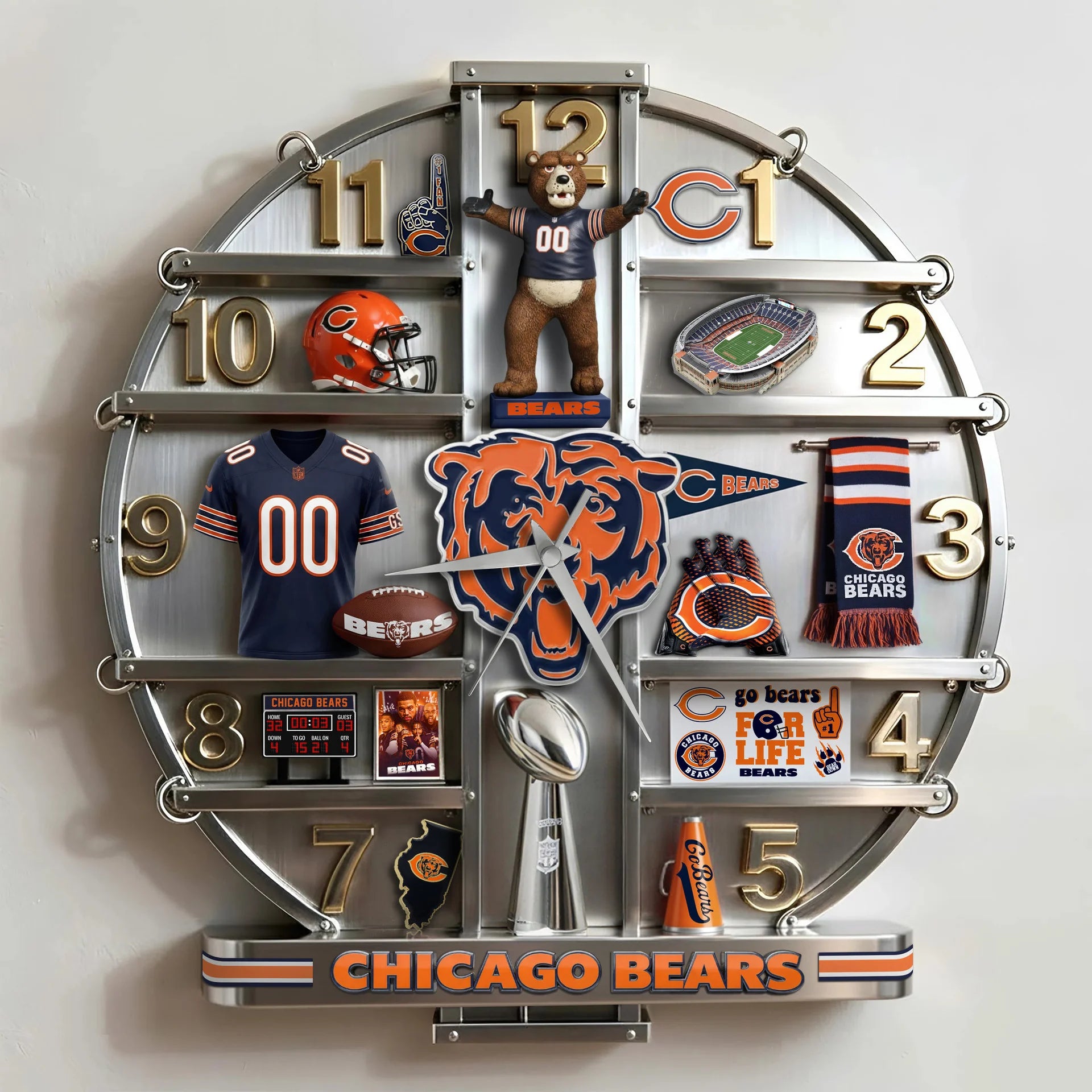 ALL NFL Home Decorative 3D Visual Effect Acrylic Wall Clock