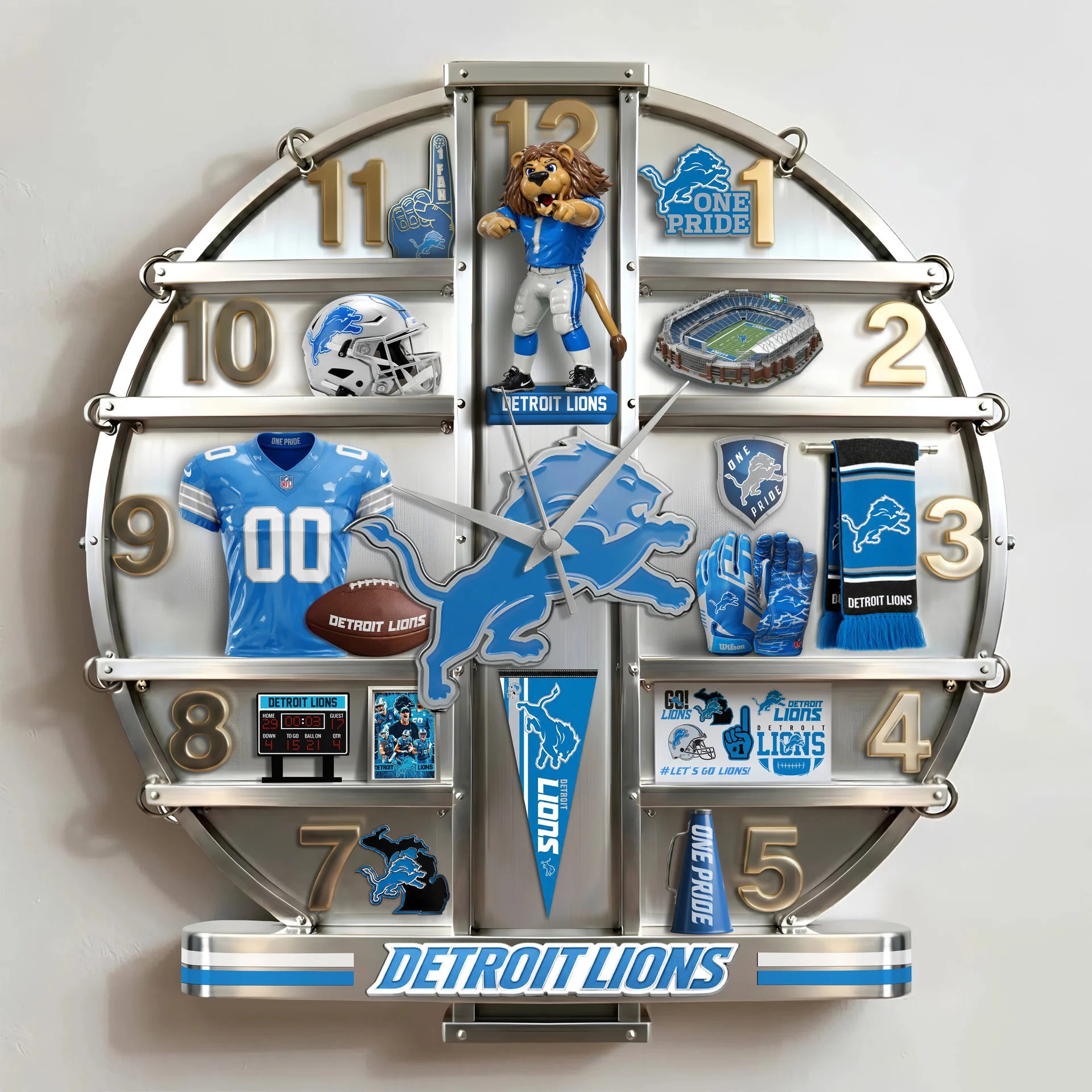 ALL NFL Home Decorative 3D Visual Effect Acrylic Wall Clock
