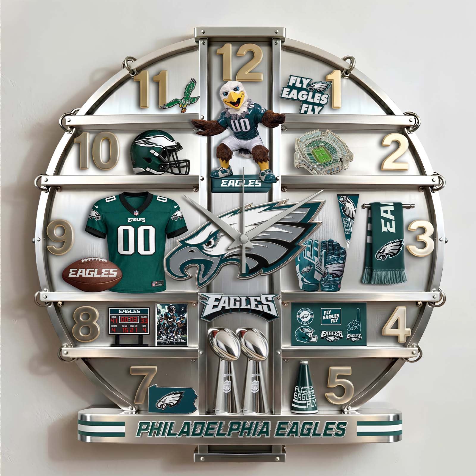 ALL NFL Home Decorative 3D Visual Effect Acrylic Wall Clock