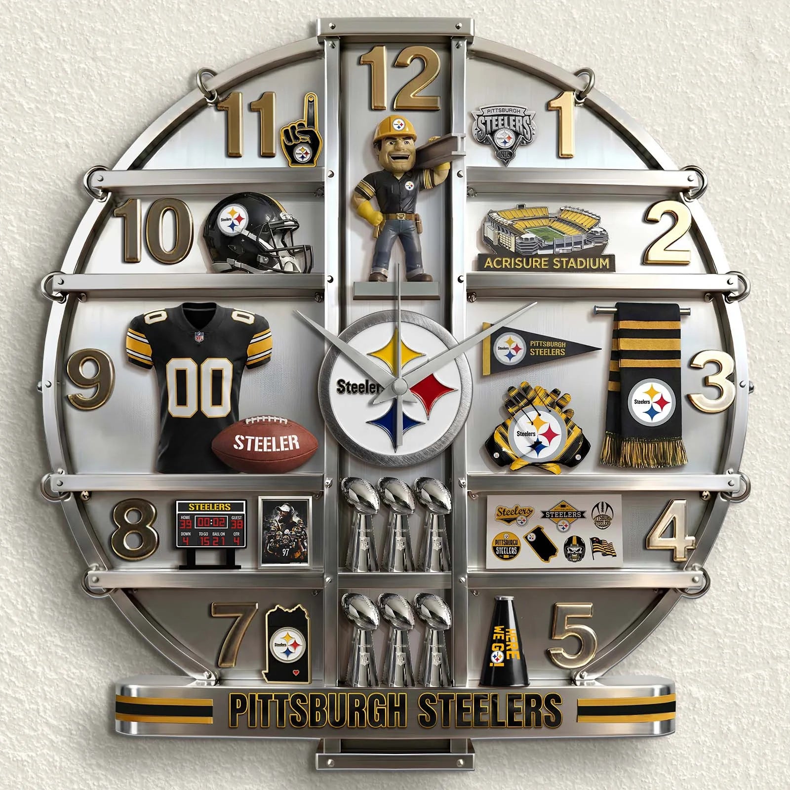 ALL NFL Home Decorative 3D Visual Effect Acrylic Wall Clock