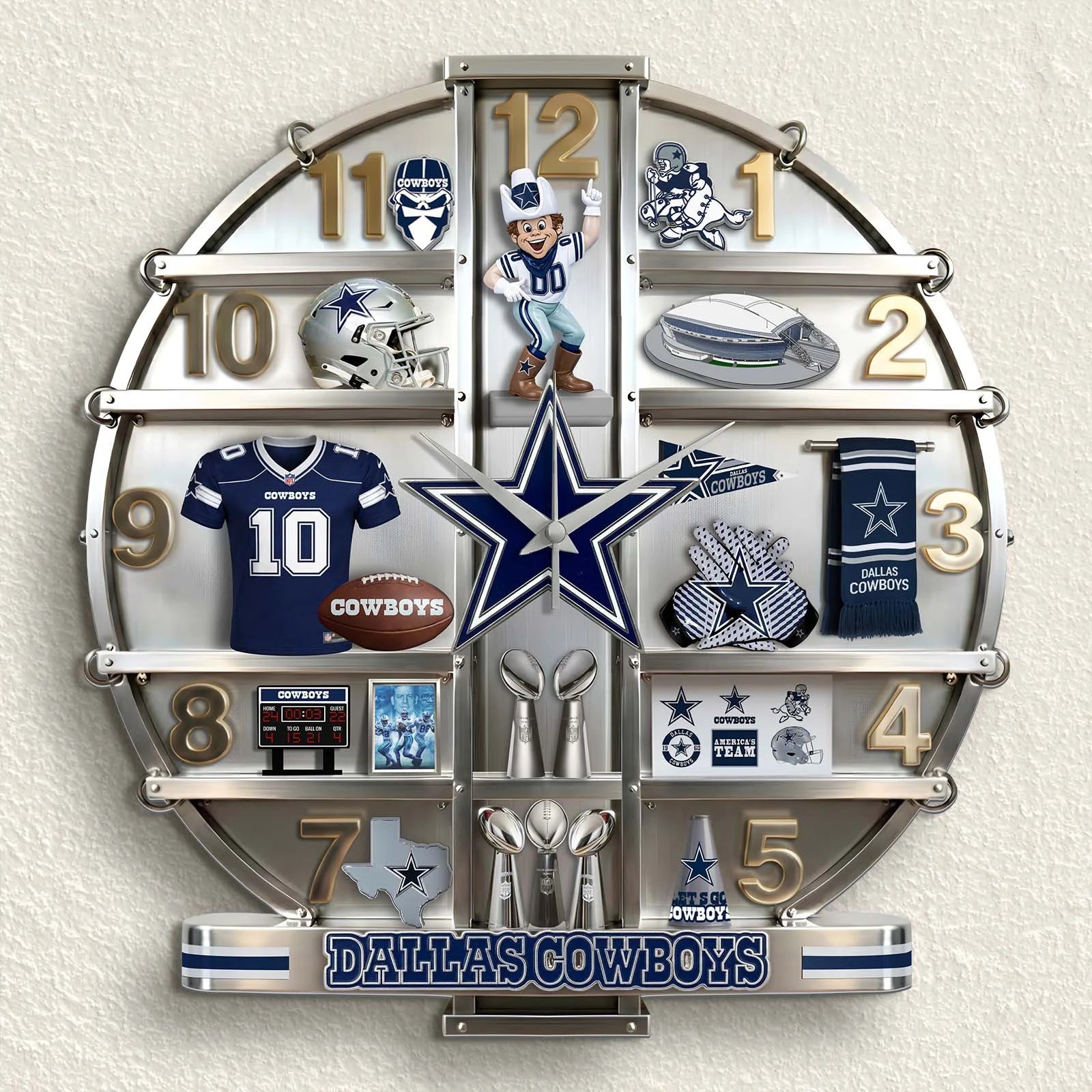 ALL NFL Home Decorative 3D Visual Effect Acrylic Wall Clock