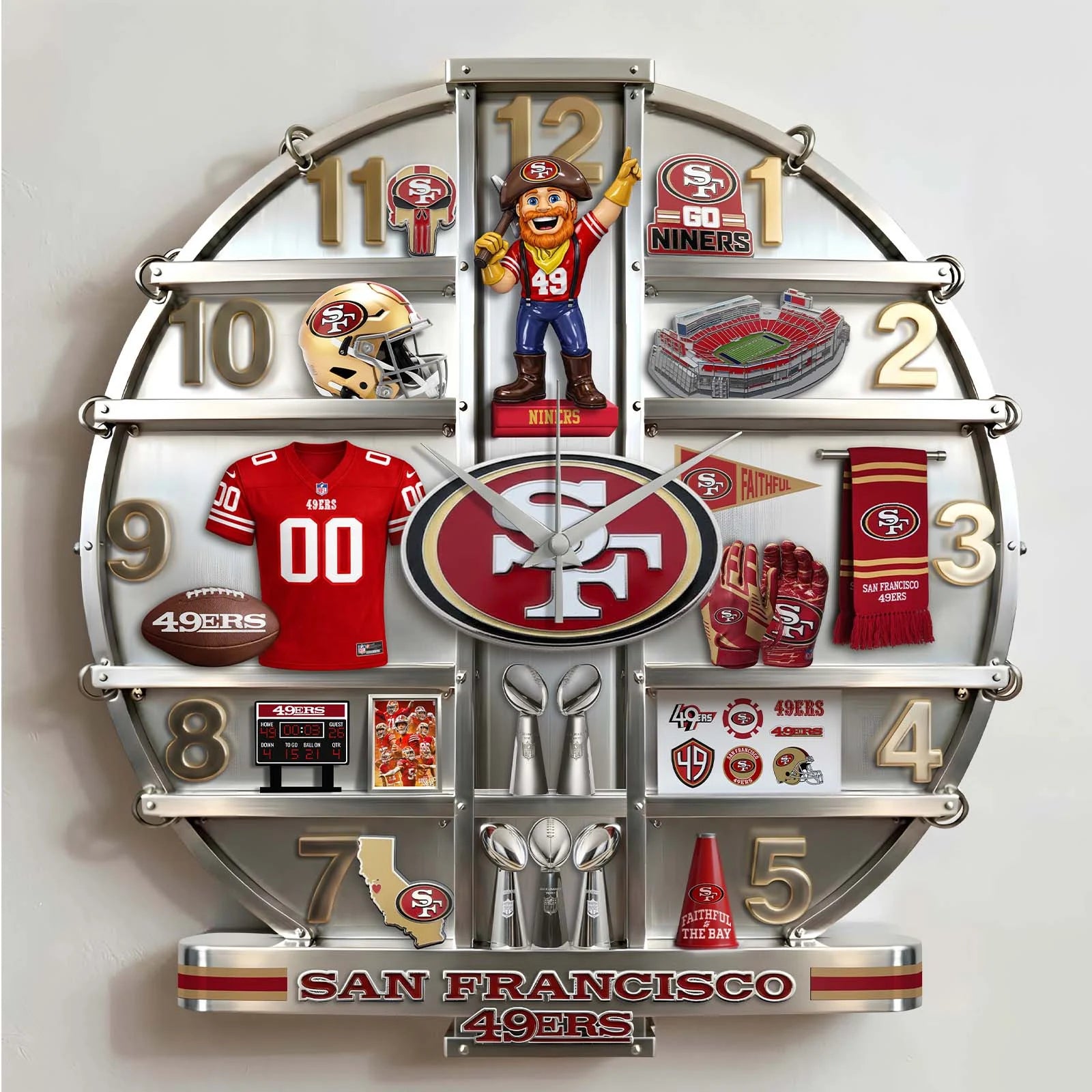 ALL NFL Home Decorative 3D Visual Effect Acrylic Wall Clock