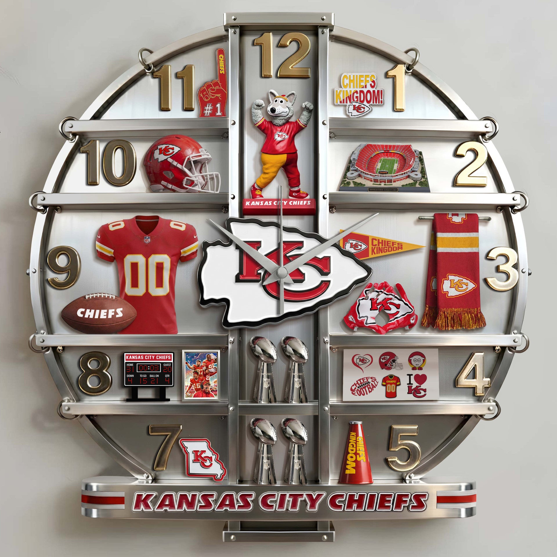 ALL NFL Home Decorative 3D Visual Effect Acrylic Wall Clock