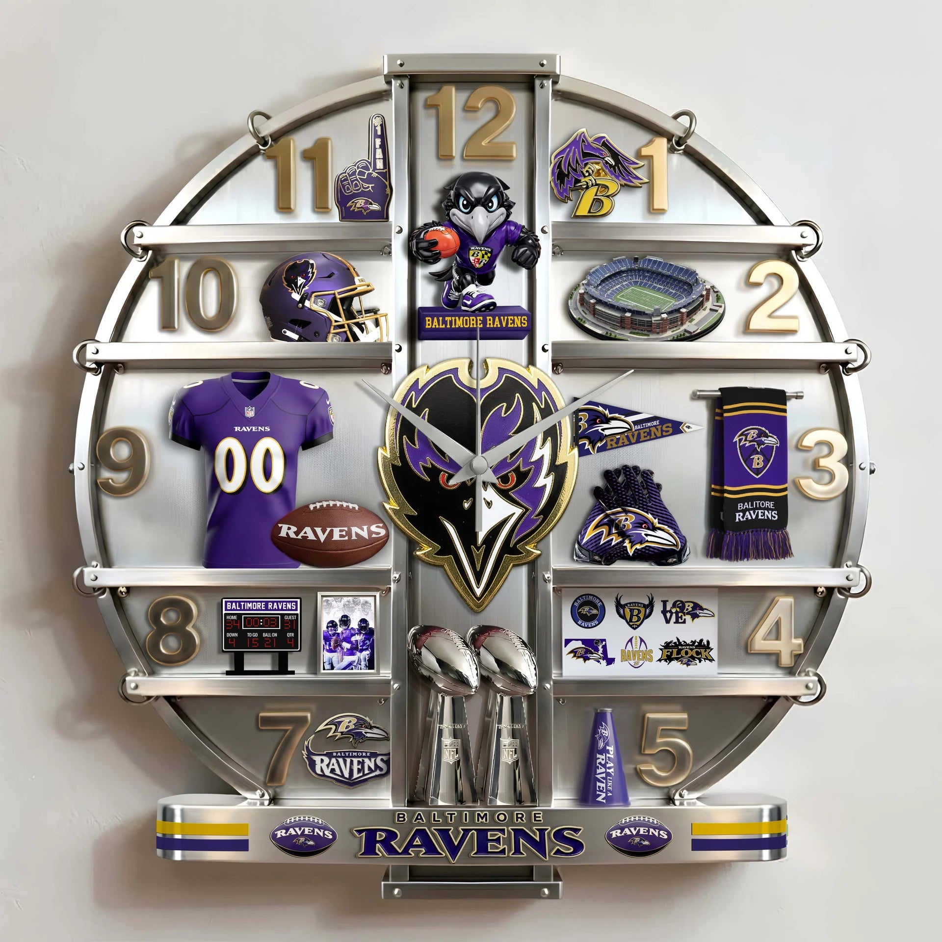 ALL NFL Home Decorative 3D Visual Effect Acrylic Wall Clock