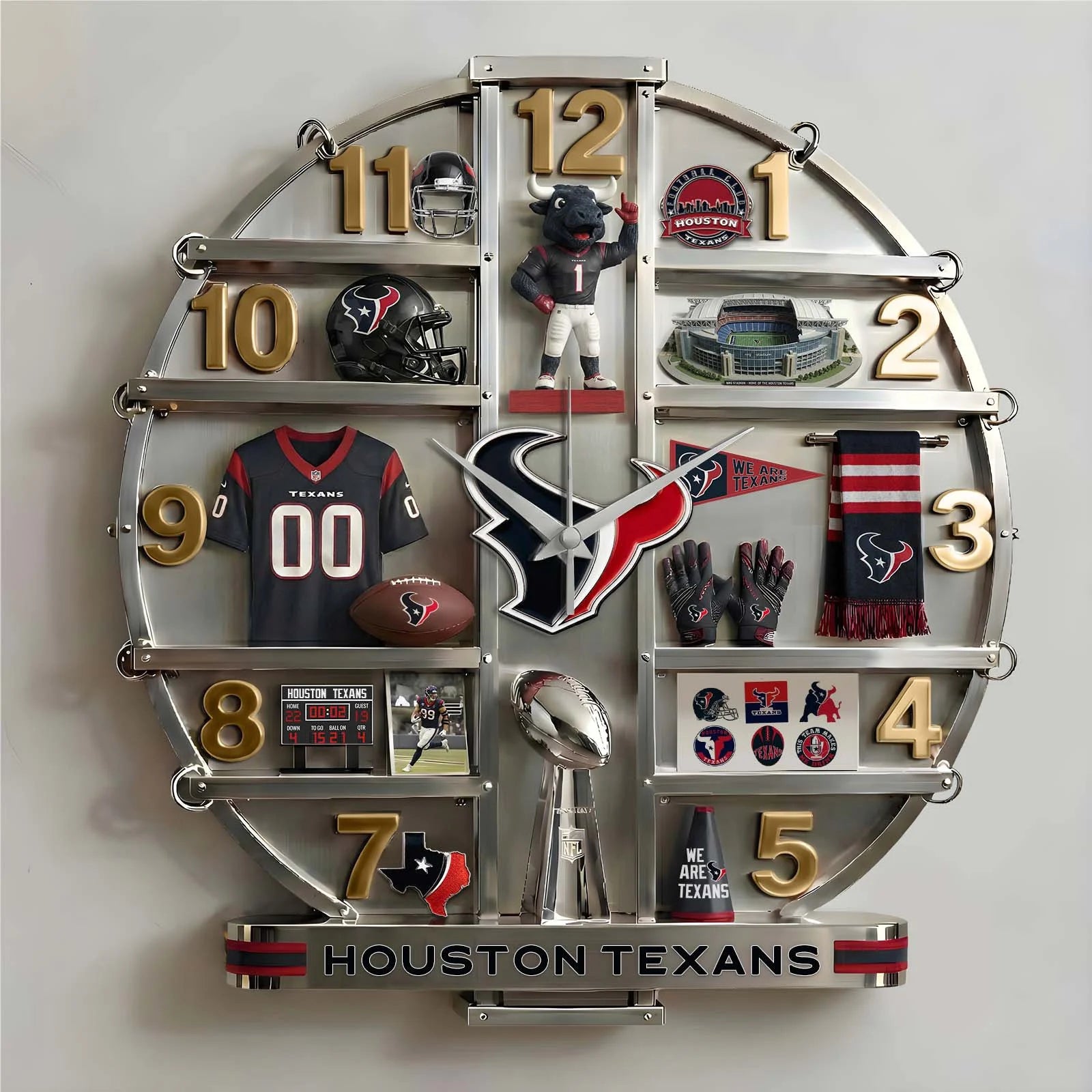 ALL NFL Home Decorative 3D Visual Effect Acrylic Wall Clock