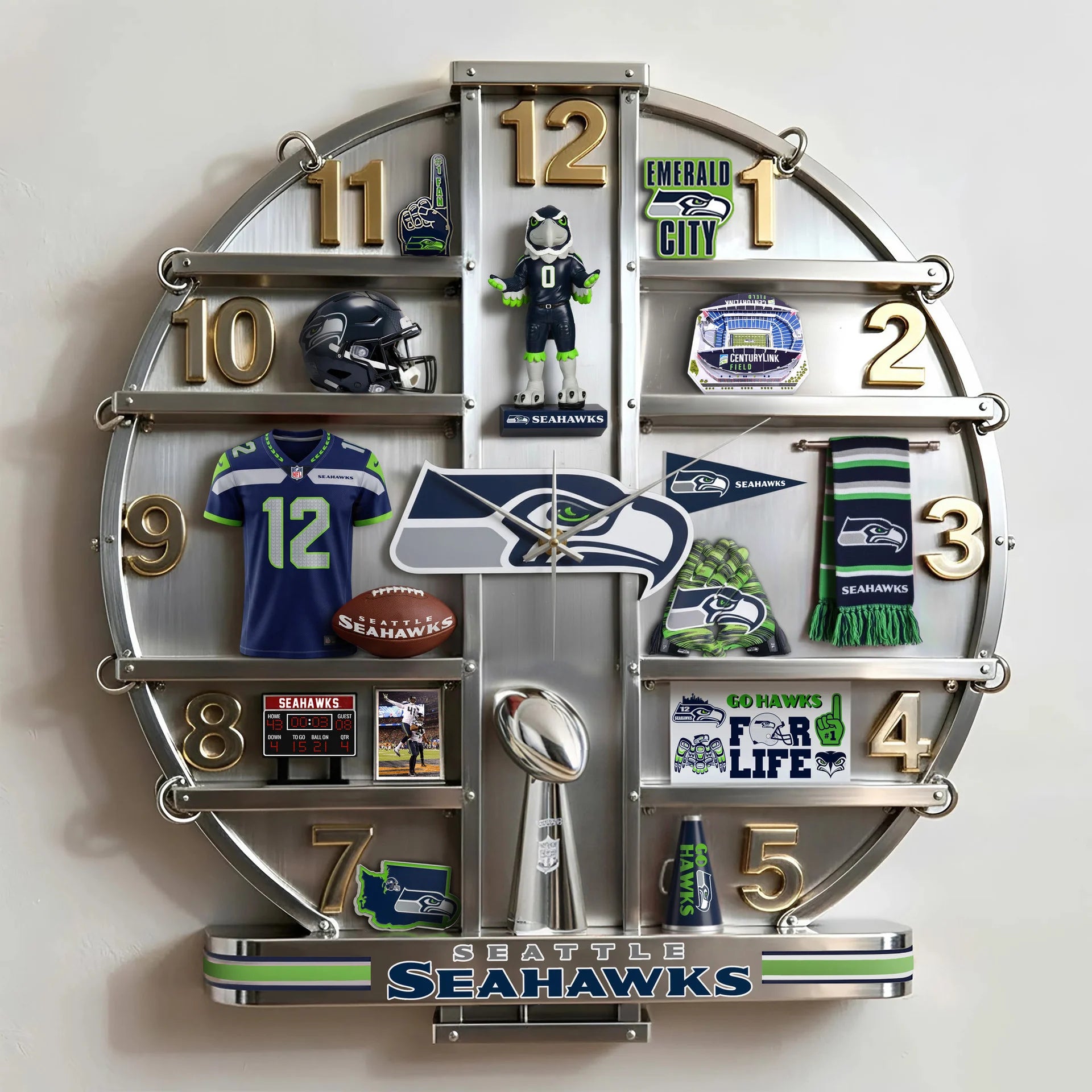 ALL NFL Home Decorative 3D Visual Effect Acrylic Wall Clock