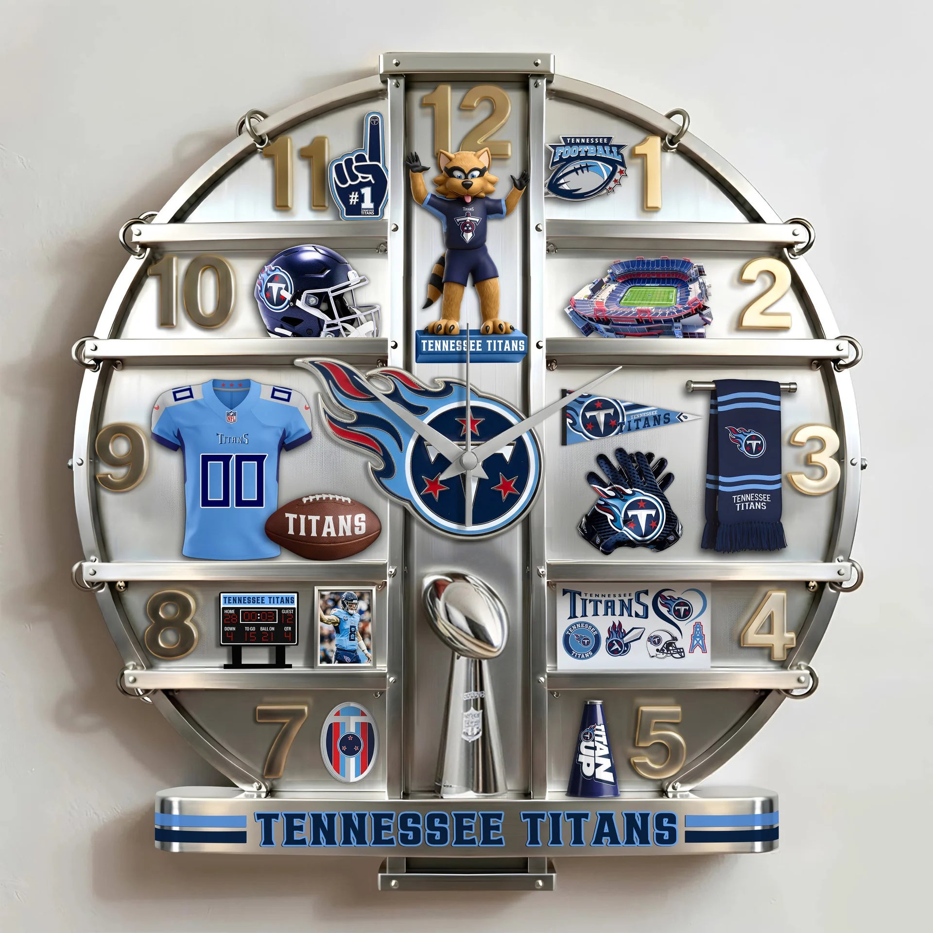 ALL NFL Home Decorative 3D Visual Effect Acrylic Wall Clock