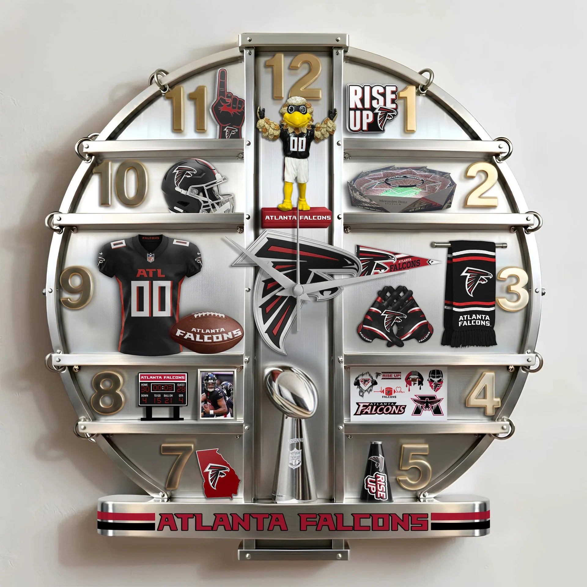 ALL NFL Home Decorative 3D Visual Effect Acrylic Wall Clock