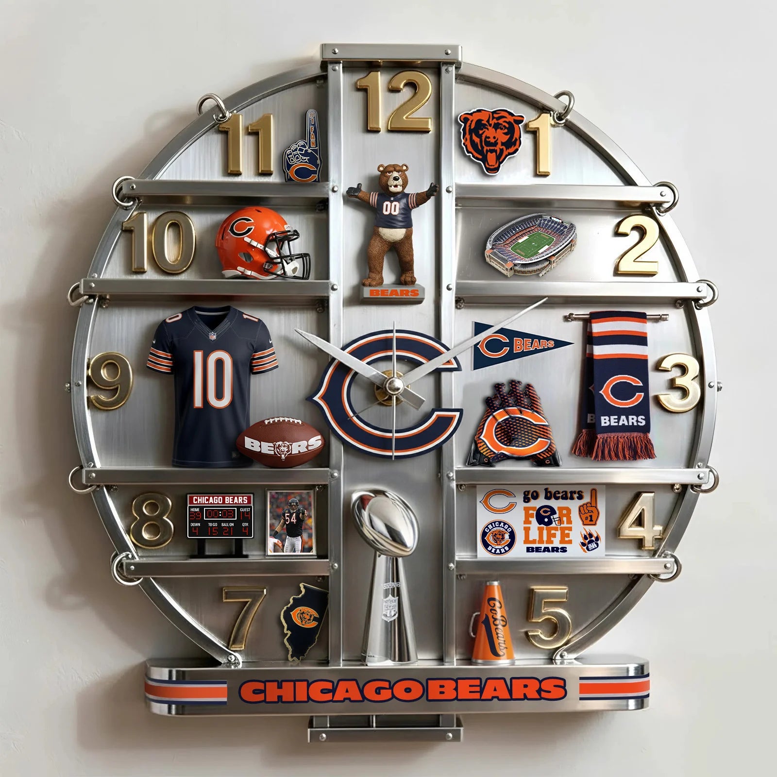 ALL NFL Home Decorative 3D Visual Effect Acrylic Wall Clock