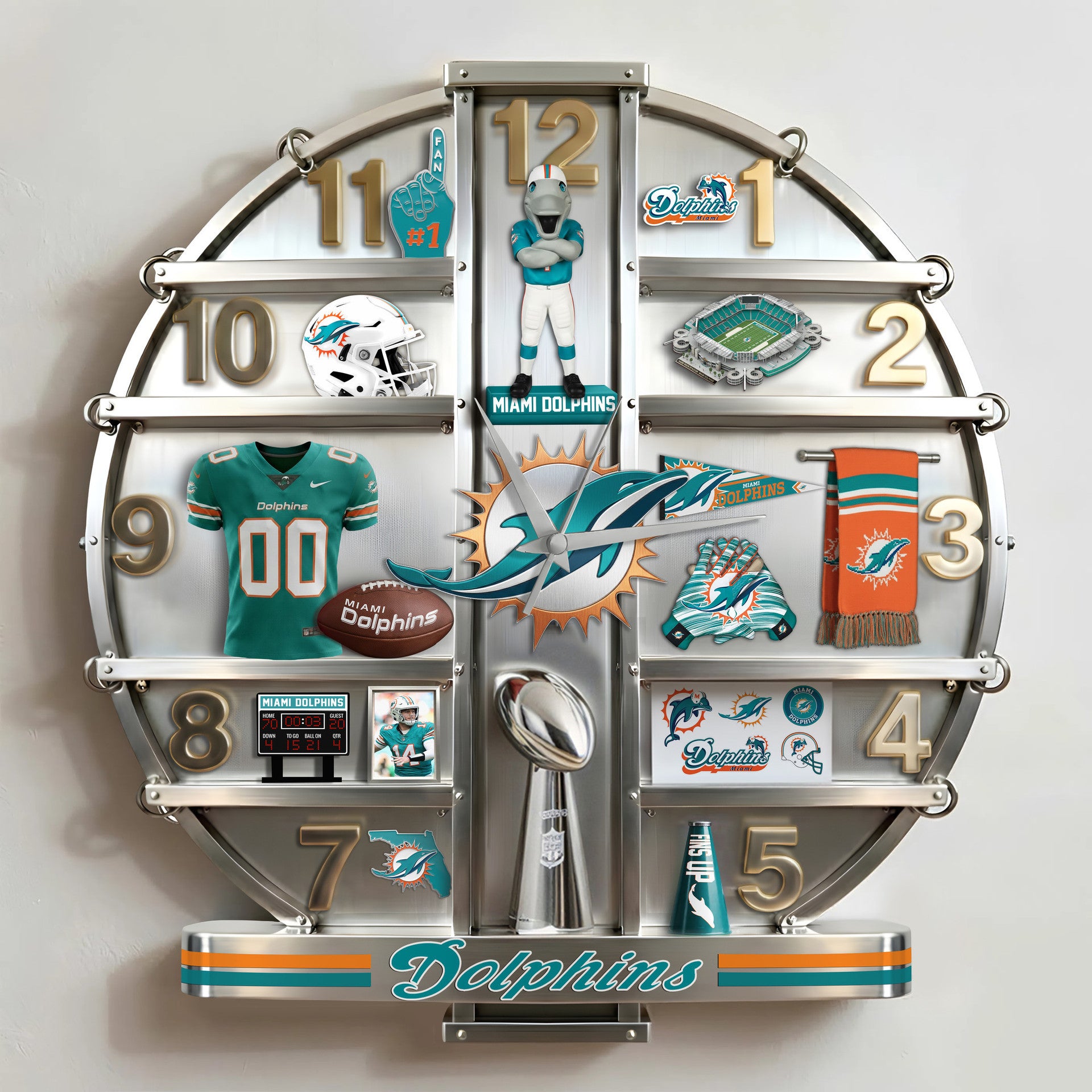 ALL NFL Home Decorative 3D Visual Effect Acrylic Wall Clock