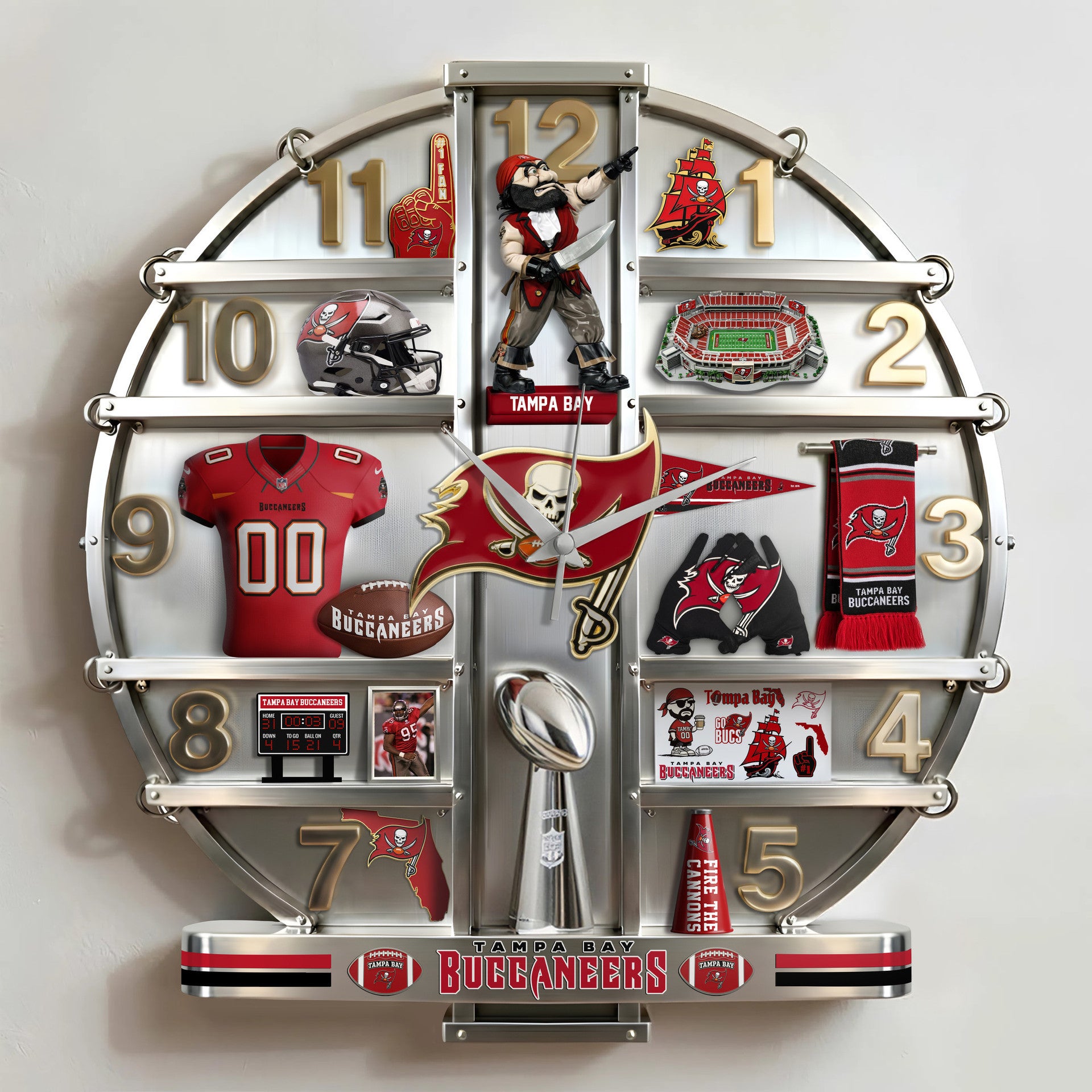 ALL NFL Home Decorative 3D Visual Effect Acrylic Wall Clock