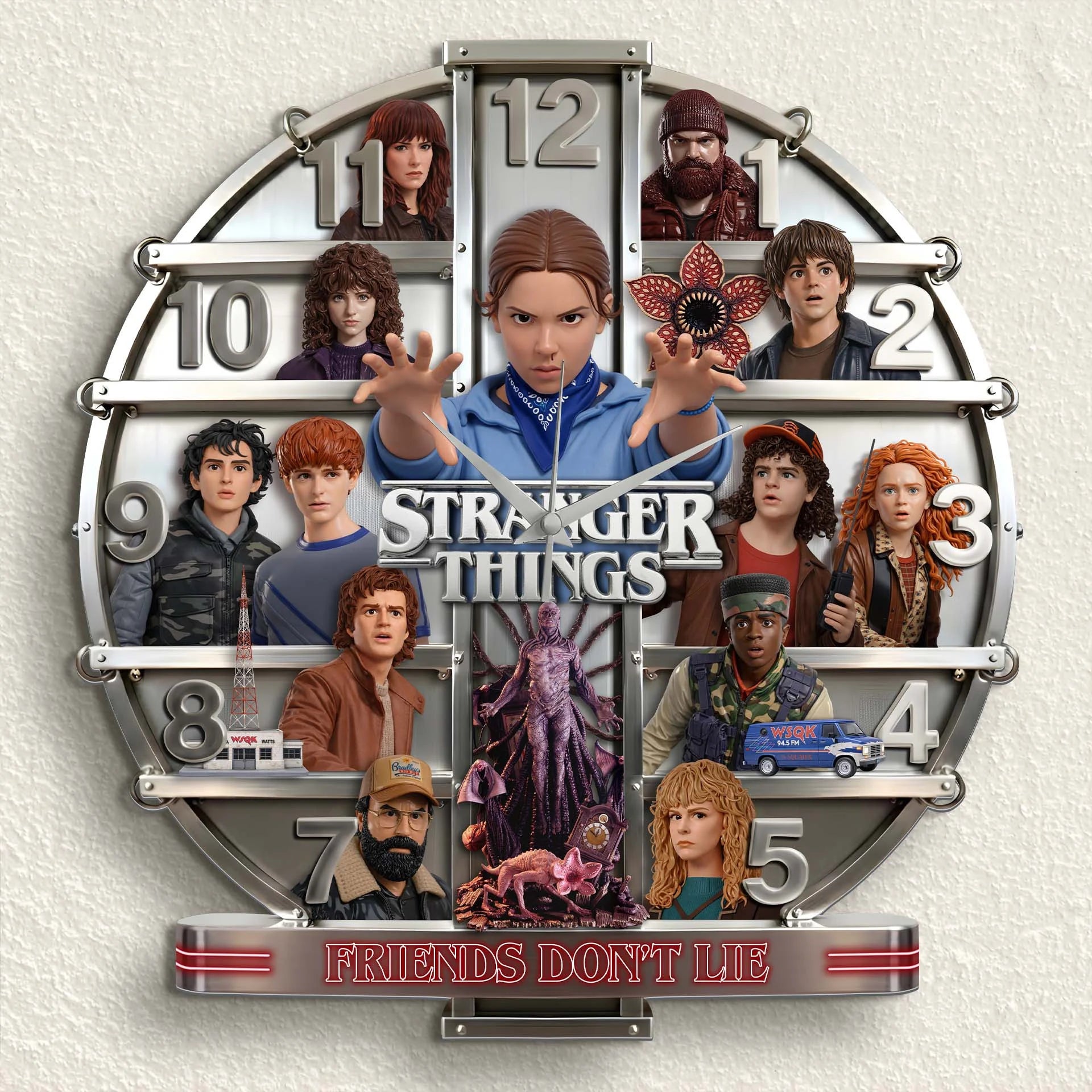 Stranger Things - Friends Don’t Lie 3D Visual Effect Acrylic Wall Clock