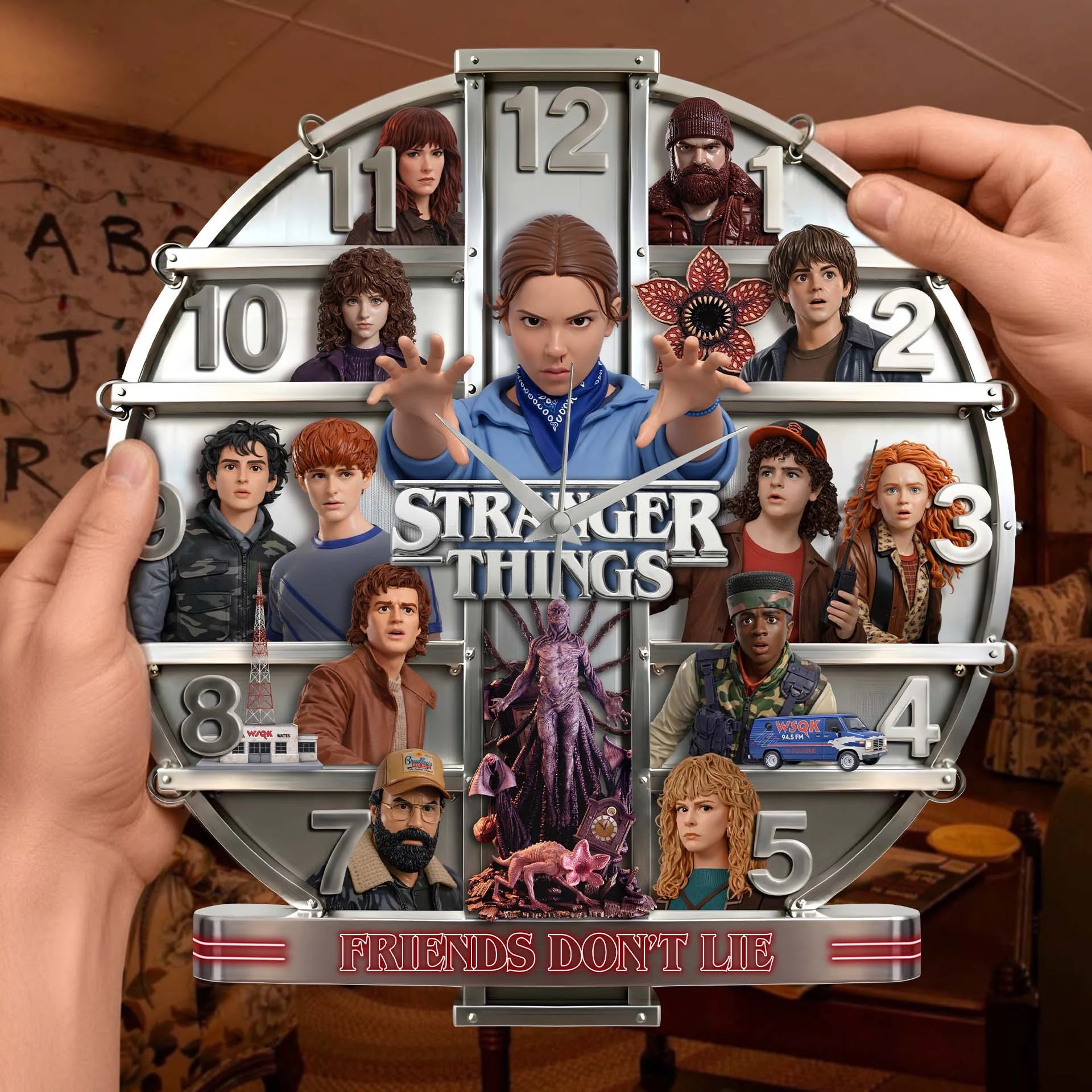 Stranger Things - Friends Don’t Lie 3D Visual Effect Acrylic Wall Clock
