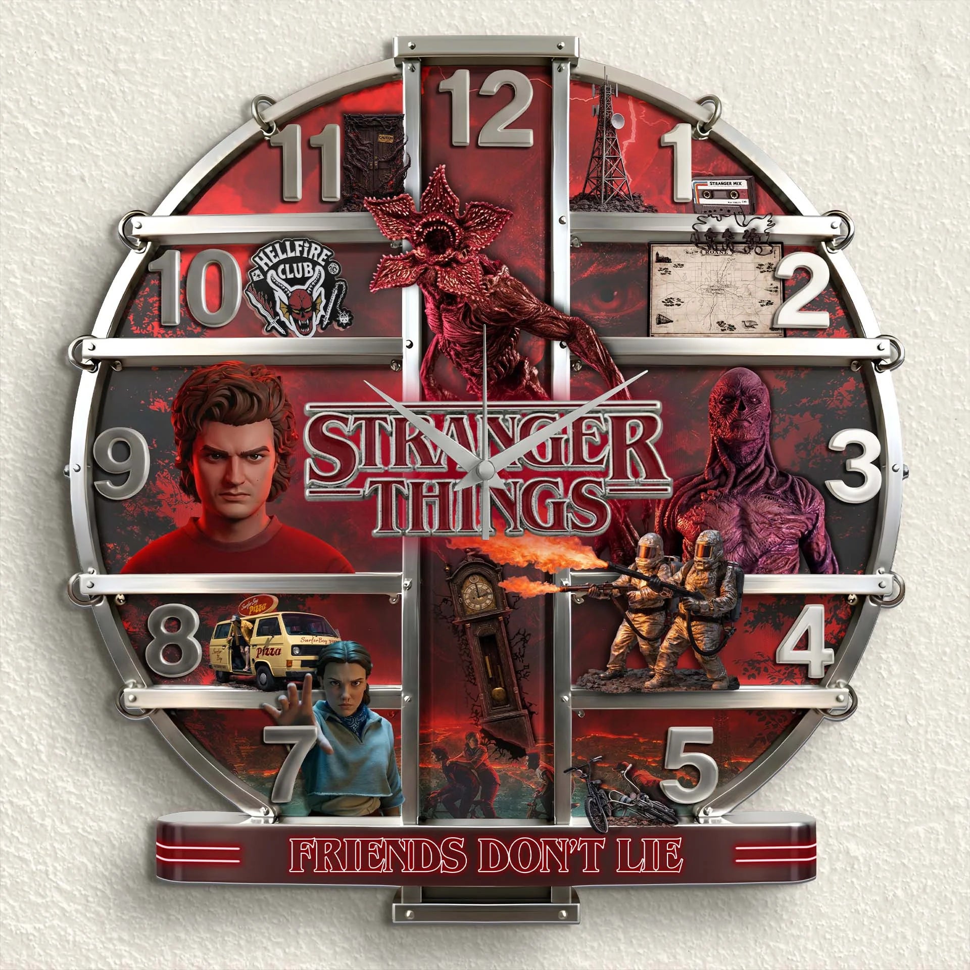 Stranger Things - Friends Don’t Lie 3D Visual Effect Acrylic Wall Clock
