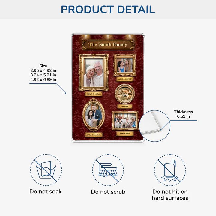 [3D Printing Effect] Rectangle Acrylic Plaque with Photo - Custom Family Gifts