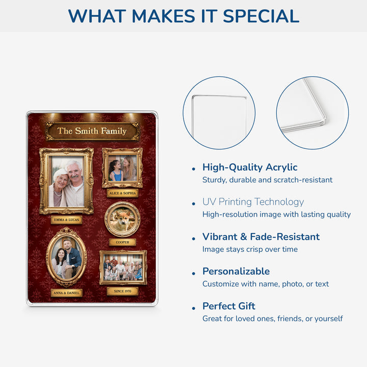 [3D Printing Effect] Rectangle Acrylic Plaque with Photo - Custom Family Gifts