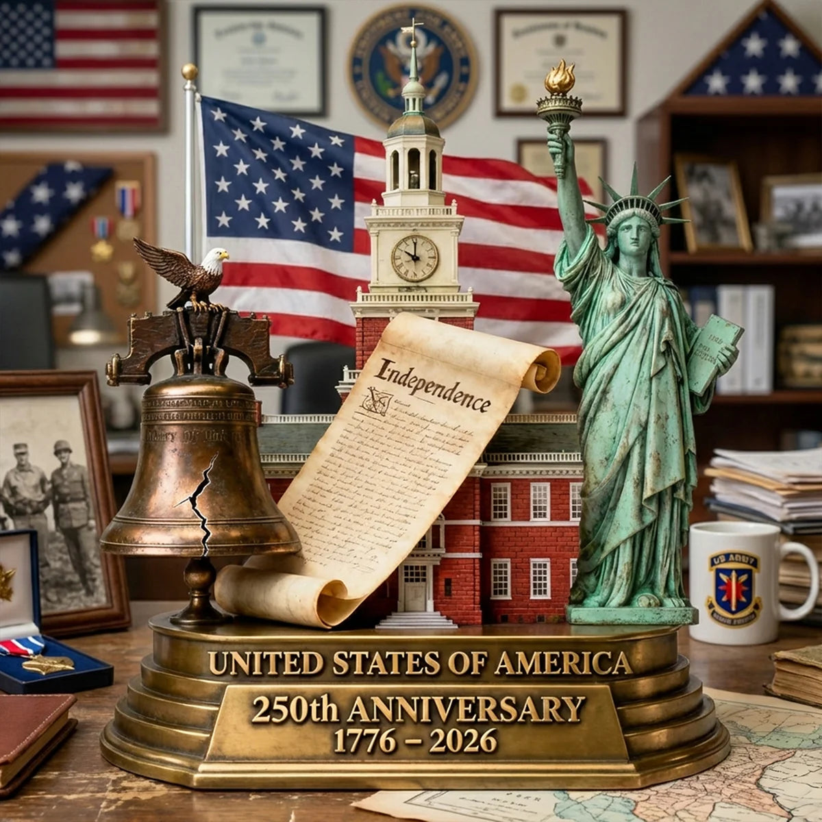 250th America Anniversary Acrylic Plaque - Personalized Gifts For Patriots