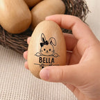 Adorable Bunny With Name - Personalized Musical Wooden Easter Egg Shaker