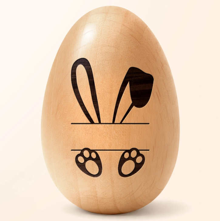 Adorable Bunny With Name - Personalized Musical Wooden Easter Egg Shaker