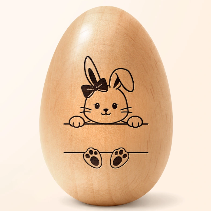 Adorable Bunny With Name - Personalized Musical Wooden Easter Egg Shaker