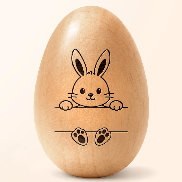 Adorable Bunny With Name - Personalized Musical Wooden Easter Egg Shaker