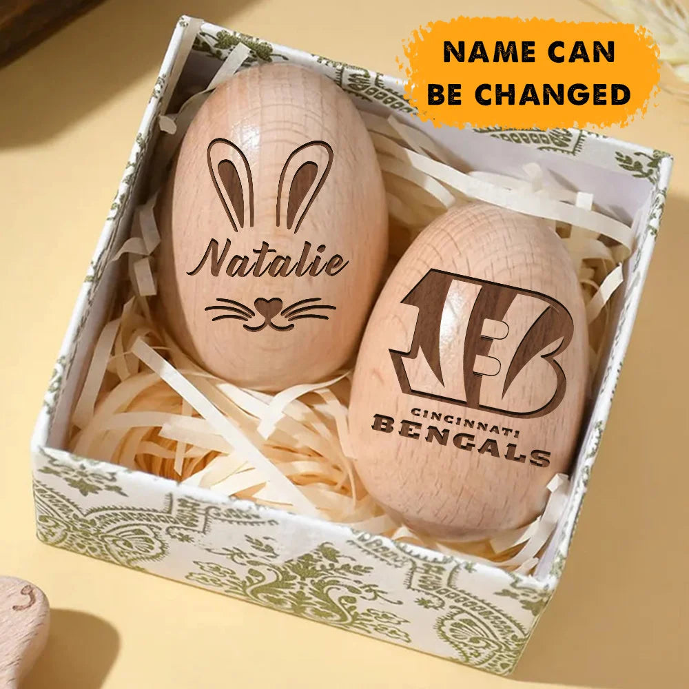 NFL Easter Wooden Egg Custom Any Name Gifts