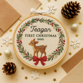 Baby’s First Christmas Embroidery Ornament | Personalized Embroidered Keepsake 2025